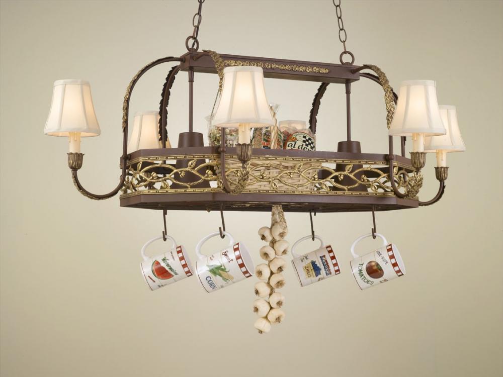 8-LITE POT RACK W/COPPER INSERT